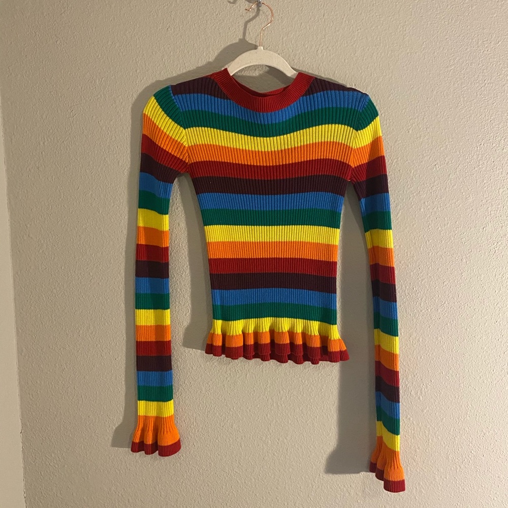 Design Lab 70s Rainbow Sweater
